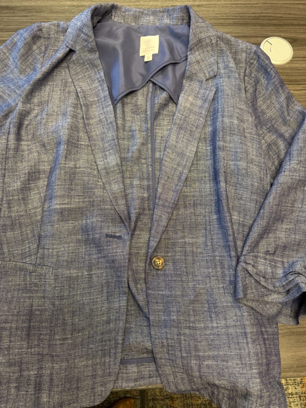 LC Lauren Conrad Light Blue Textured Blazer Jacket